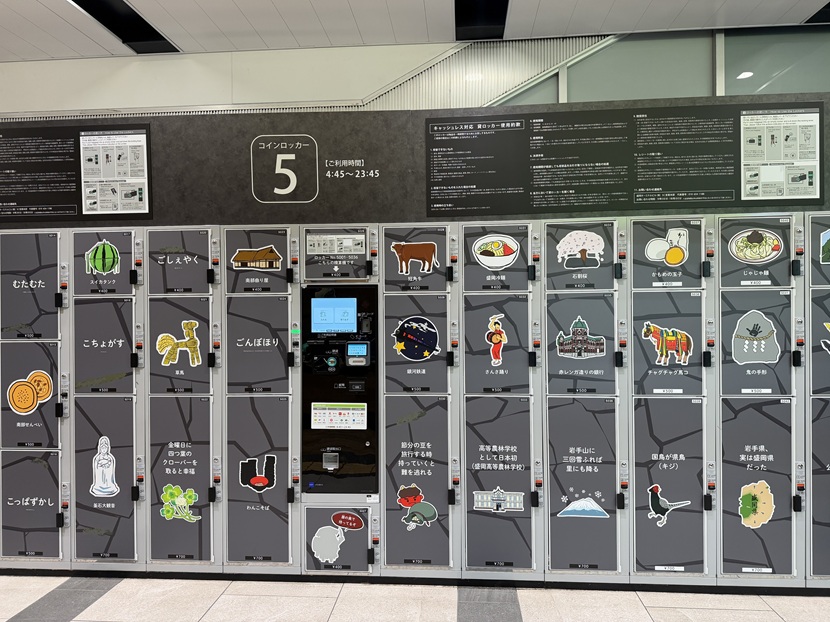 盛岡駅1階銀河鉄道改札斜め向かいのコインロッカーの様子（現地写真）