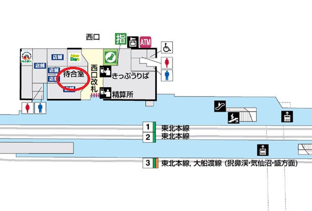 一ノ関駅西口の構内図