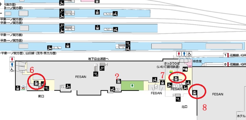 盛岡駅1階コインロッカーの場所（構内図）