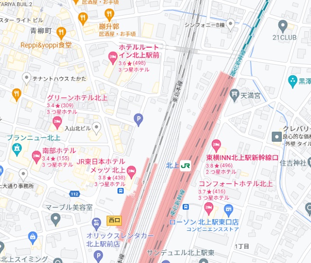 北上駅ホテルの案内図