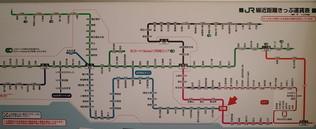 石巻駅の駅構内に掲示されている路線図の写真