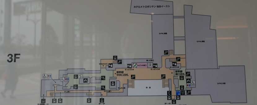 仙台駅の3階の構内図の写真