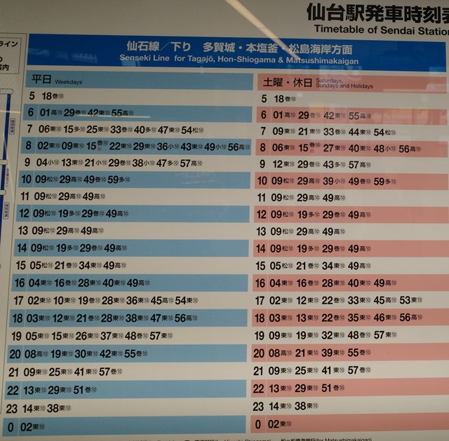 仙台駅仙石線の時刻表