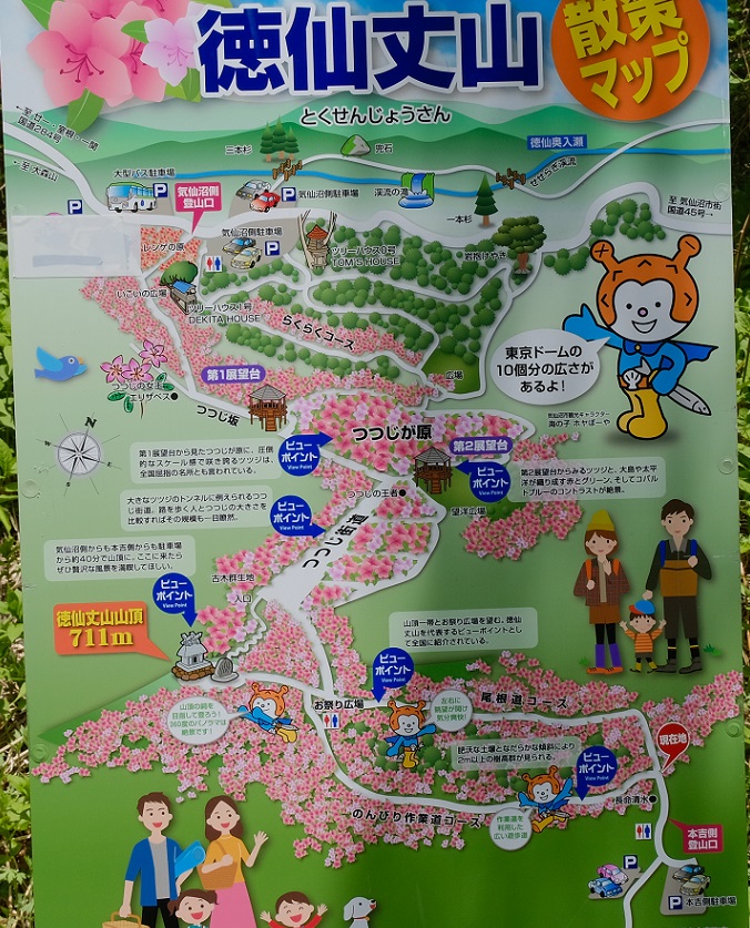 本吉口登山口の登山道の案内標識