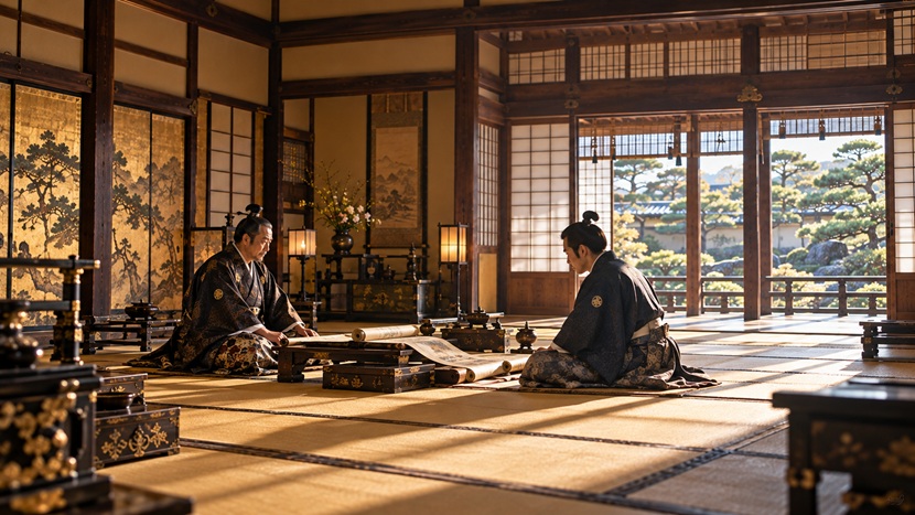 伊達政宗から仙台藩主へと受け継がれた家系をイメージした武家の書院
