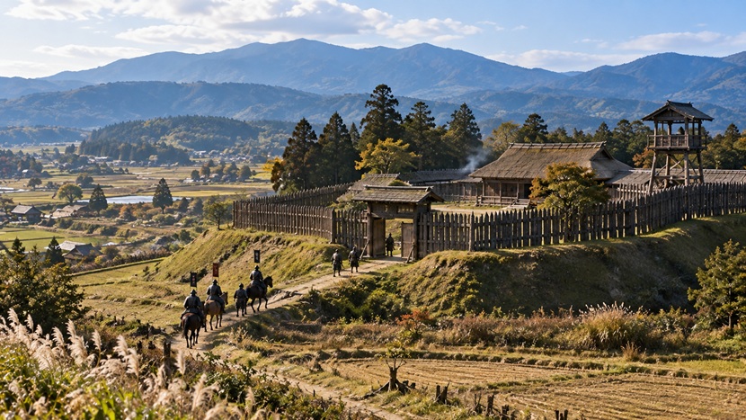 伊達朝宗が活躍した鎌倉時代の福島県伊達地方をイメージした風景