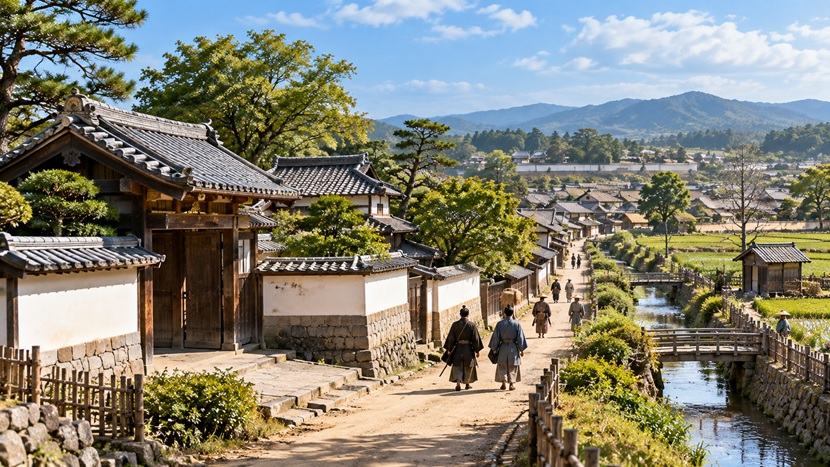 北条早雲の子孫が藩主を務めた江戸時代の狭山藩をイメージした武家屋敷と町並み
