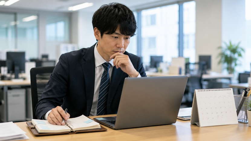 ビジネスメールの日程表現を考える会社員