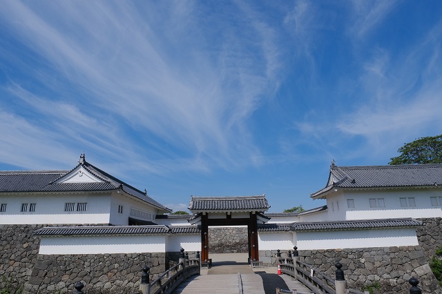 東大手門を外から橋も含めてみた写真