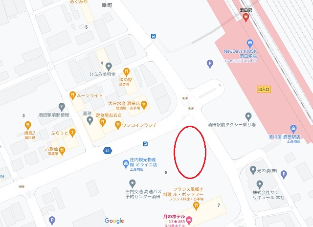酒田駅前「ミライニ」の場所のマップ