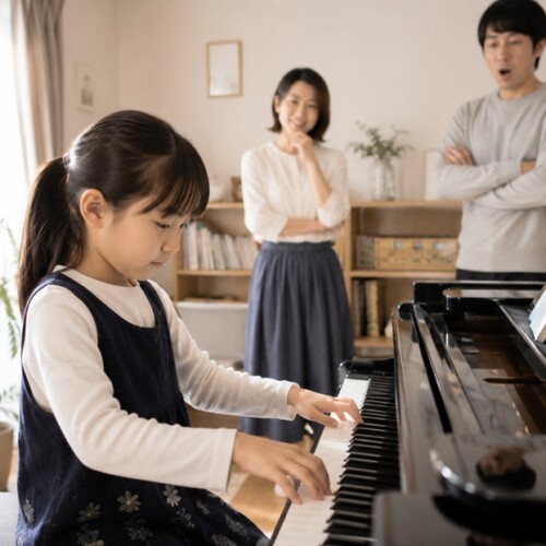 幼いころからピアノの才能を発揮する女の子