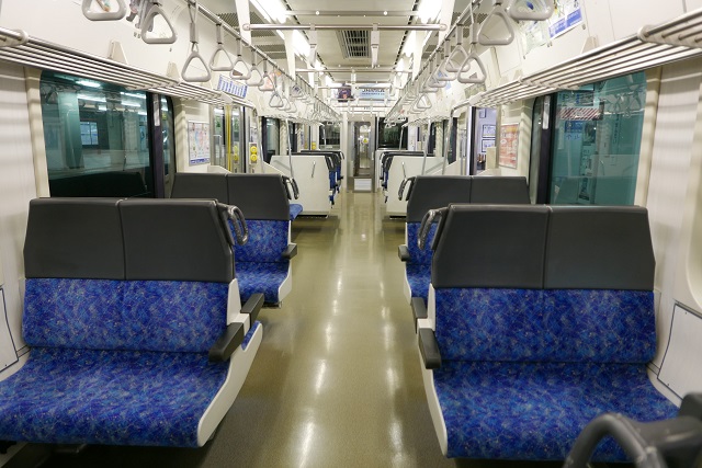 仙台空港アクセス線の電車の内部の写