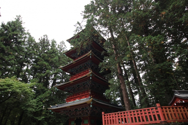 日光東照宮の五重塔の写真