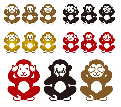 見ざる聞かざる言わざるのかわいいイラスト