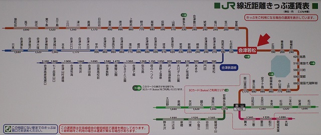 会津若松駅の路線図の写真