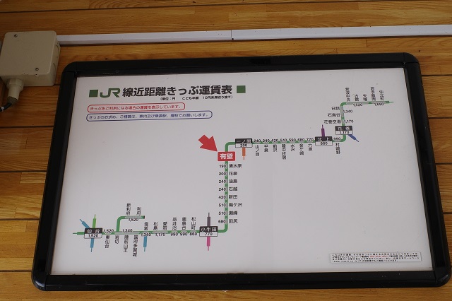 「有壁駅」に掲示のの路線図の写真