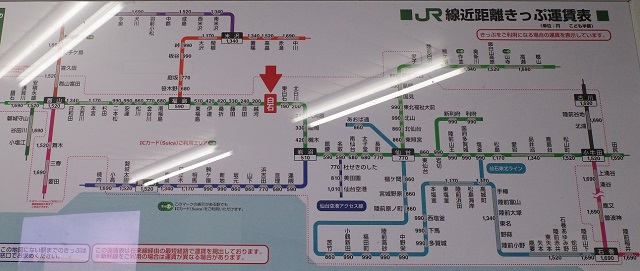 白石駅の駅掲示の路線図の写真