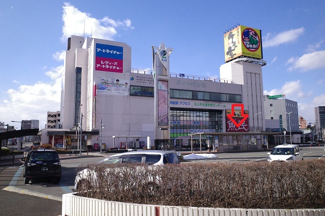 北上駅西口のバス乗り場