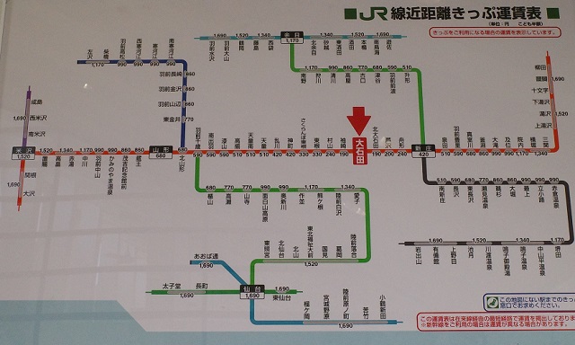 大石田駅の路線図の写真