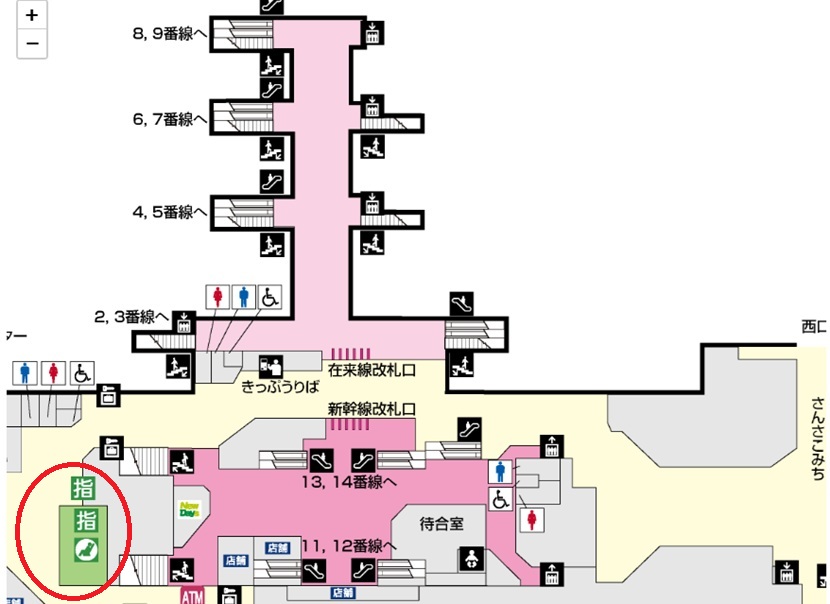 盛岡駅 みどりの窓口の場所（構内図）