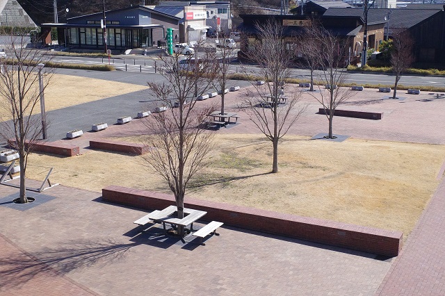 女川駅の二階展望台からの風景写真