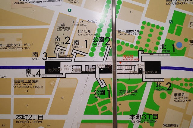 勾当台公園駅の構内図の写真