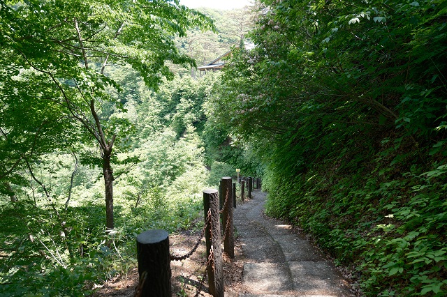 鳴子峡の遊歩道の観光写真
