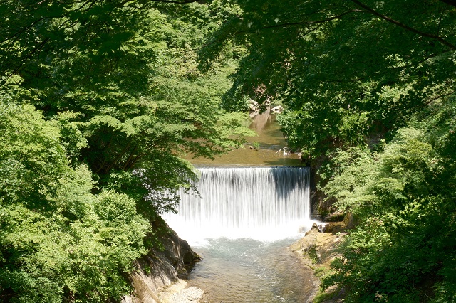 鳴子峡の遊歩道の観光写真