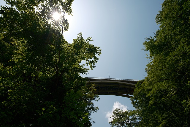 鳴子峡の遊歩道の観光写真