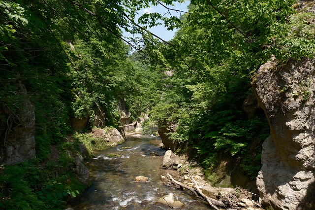 鳴子峡の遊歩道の観光写真