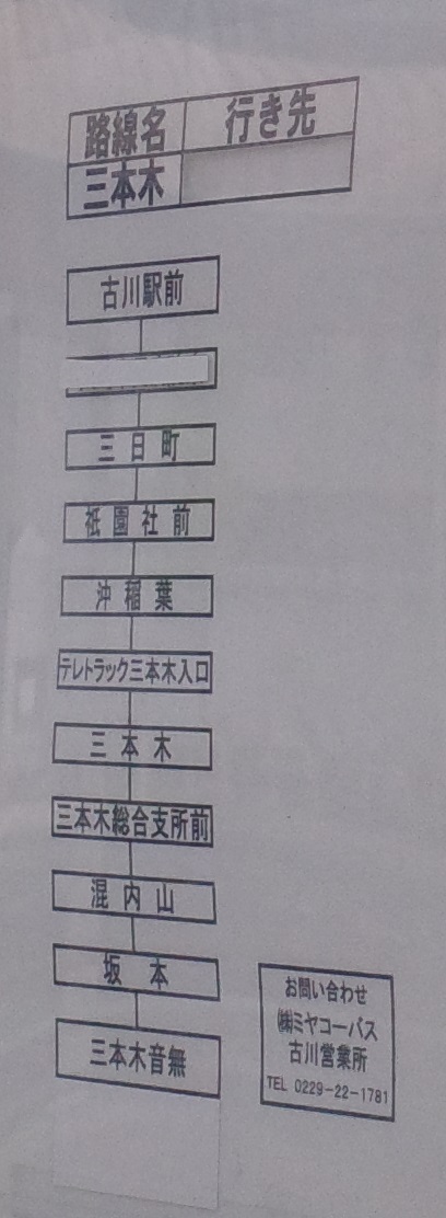 2番線三本木方面への路線図