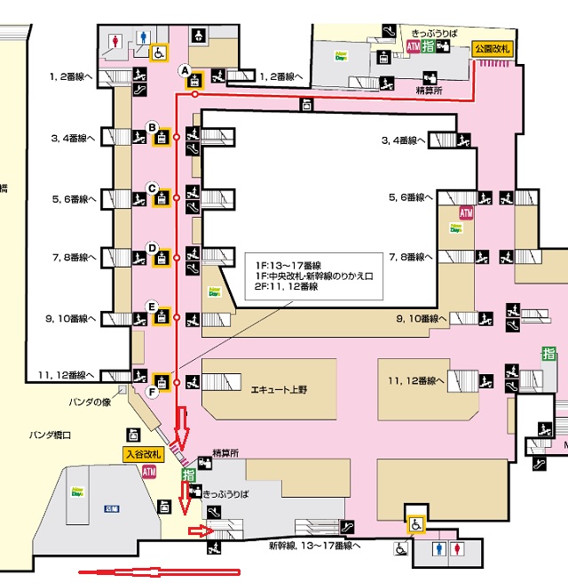 上野駅三階の構内図