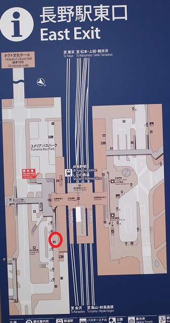長野駅東口のタクシー乗り場の構外図