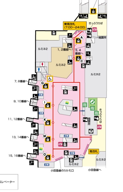 新宿駅２Fの構内図