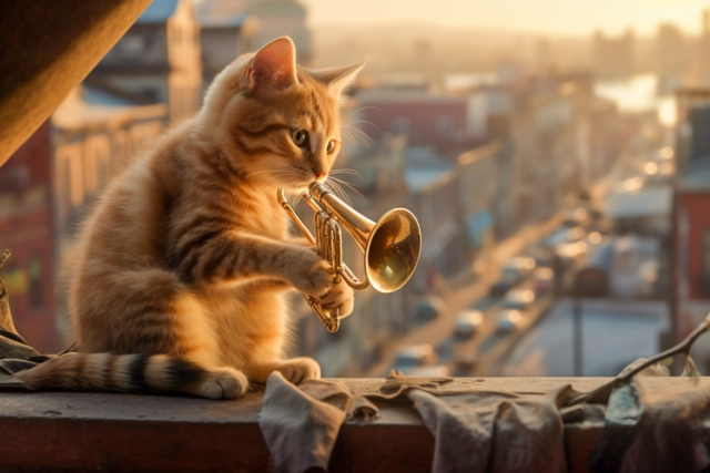 求道する猫の写真