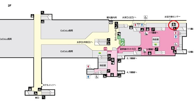 長岡駅のコインロッカーの場所の構内図