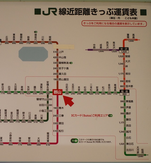 郡山駅東北本線などの路線図