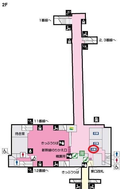 一ノ関駅の構内図で見る駅弁売り場（東口）
