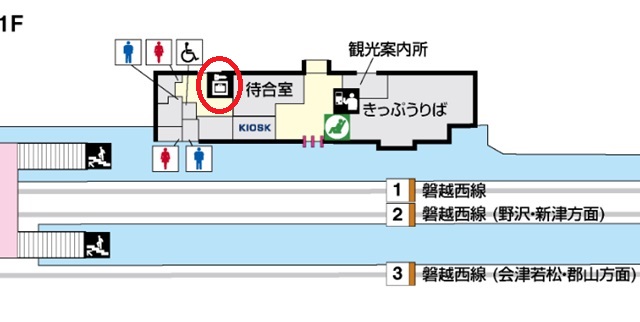 喜多方駅のコインロッカの場所