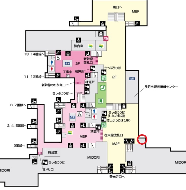 激安立ち食いソバ信州そばの場所の構内図