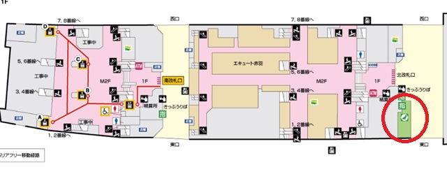 赤羽駅の構内図でのみどりの窓口