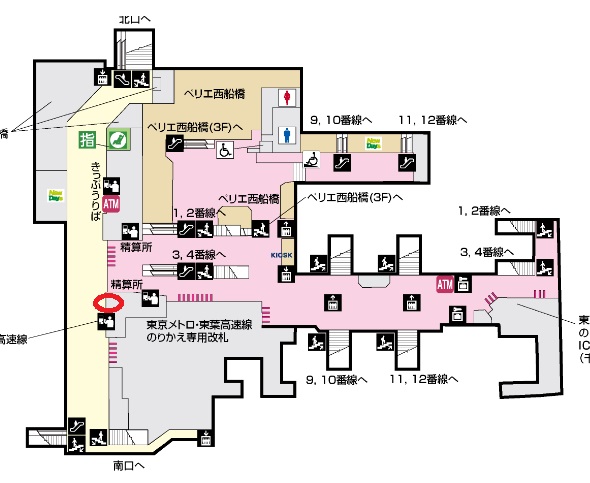 西船橋駅の忘れ物センターの場所の構内図
