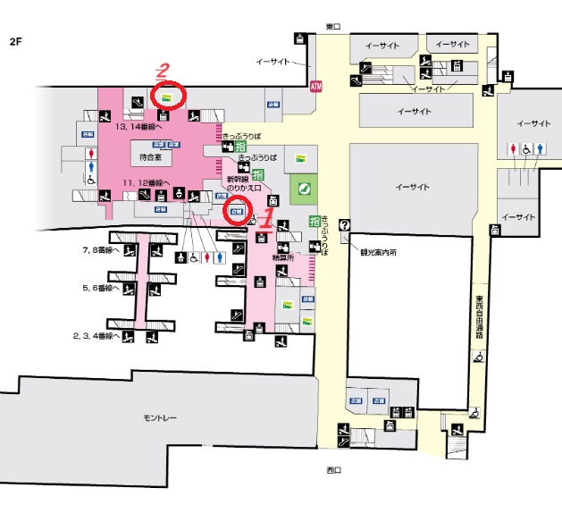 高崎駅の駅弁売り場を記した構内図