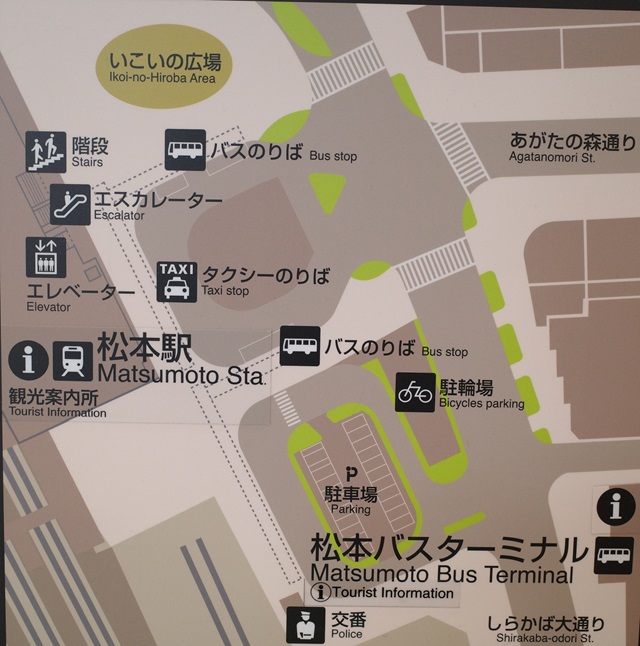 松本駅東口の案内図