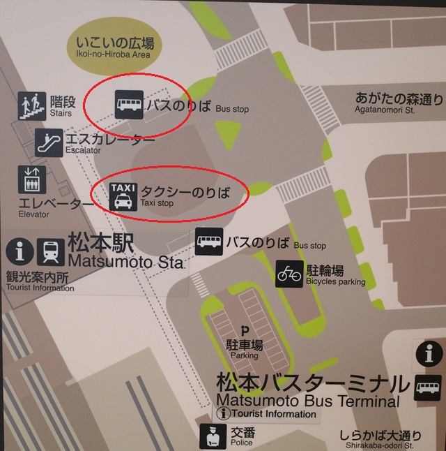 松本駅前広場のレイアウト案内図