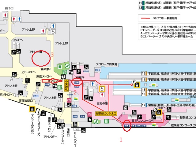 上野駅の構内図で見る駅弁売り場