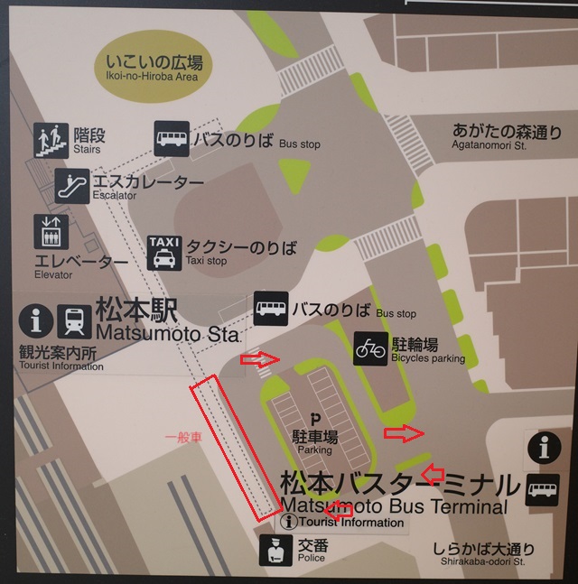 松本駅西口駅前ロータリーのレイアウト図