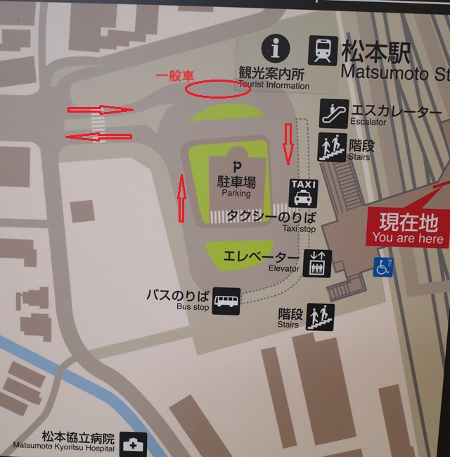 松本駅東口駅前ロータリーのレイアウト図