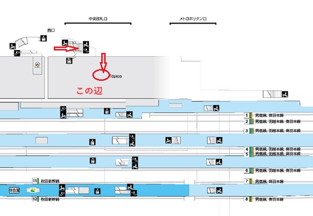 秋田駅一階の構内図