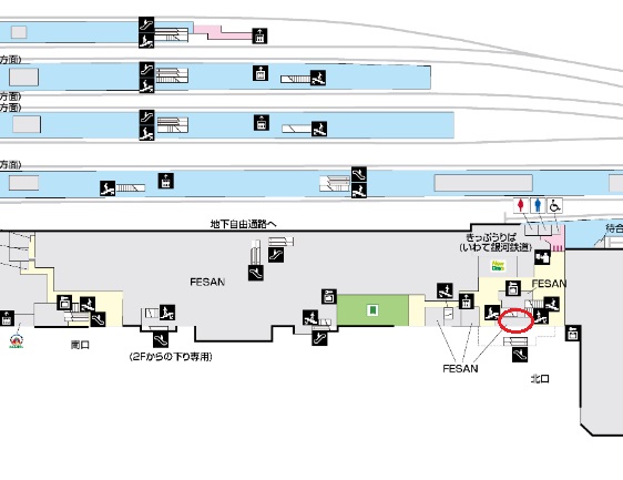 盛岡駅の一階の構内図でリアットの場所